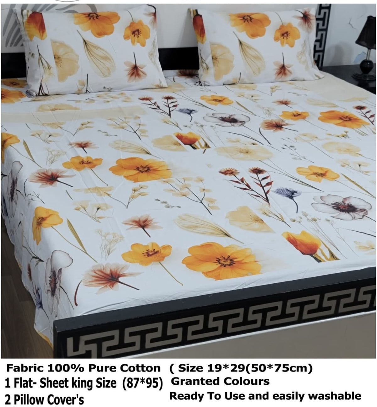 🌼 100% PURE COTTON KING SIZE BEDSHEET 🌼 ✨ Export Quality | Premium Floral Design ✨