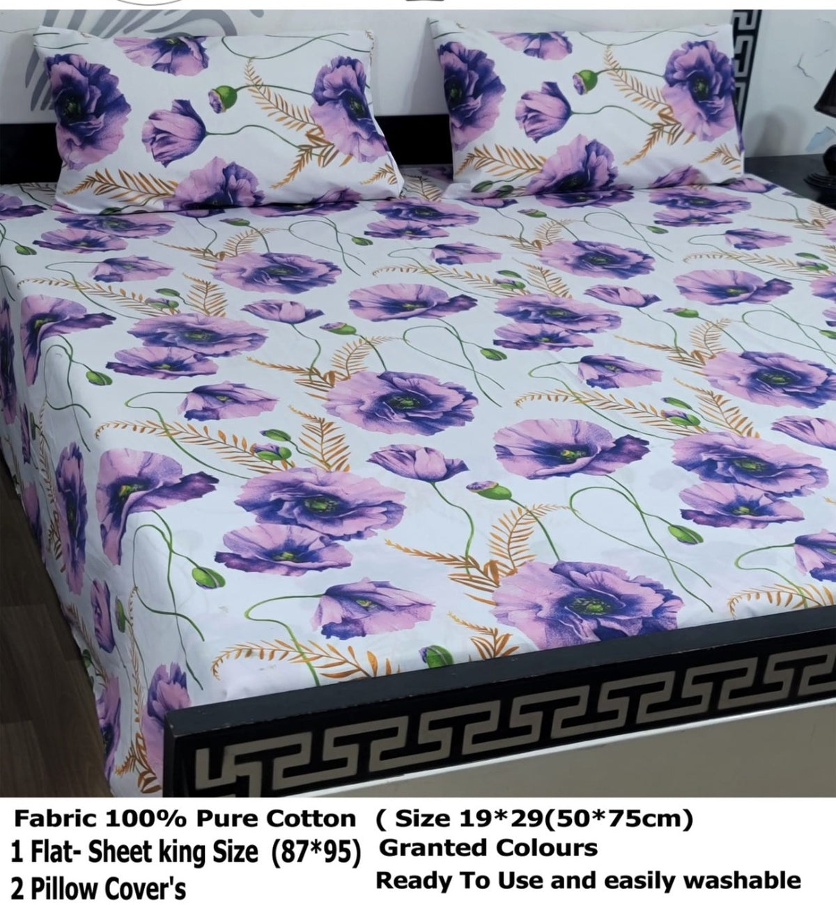 🌼 100% PURE COTTON KING SIZE BEDSHEET 🌼 ✨ Export Quality | Premium Floral Design ✨