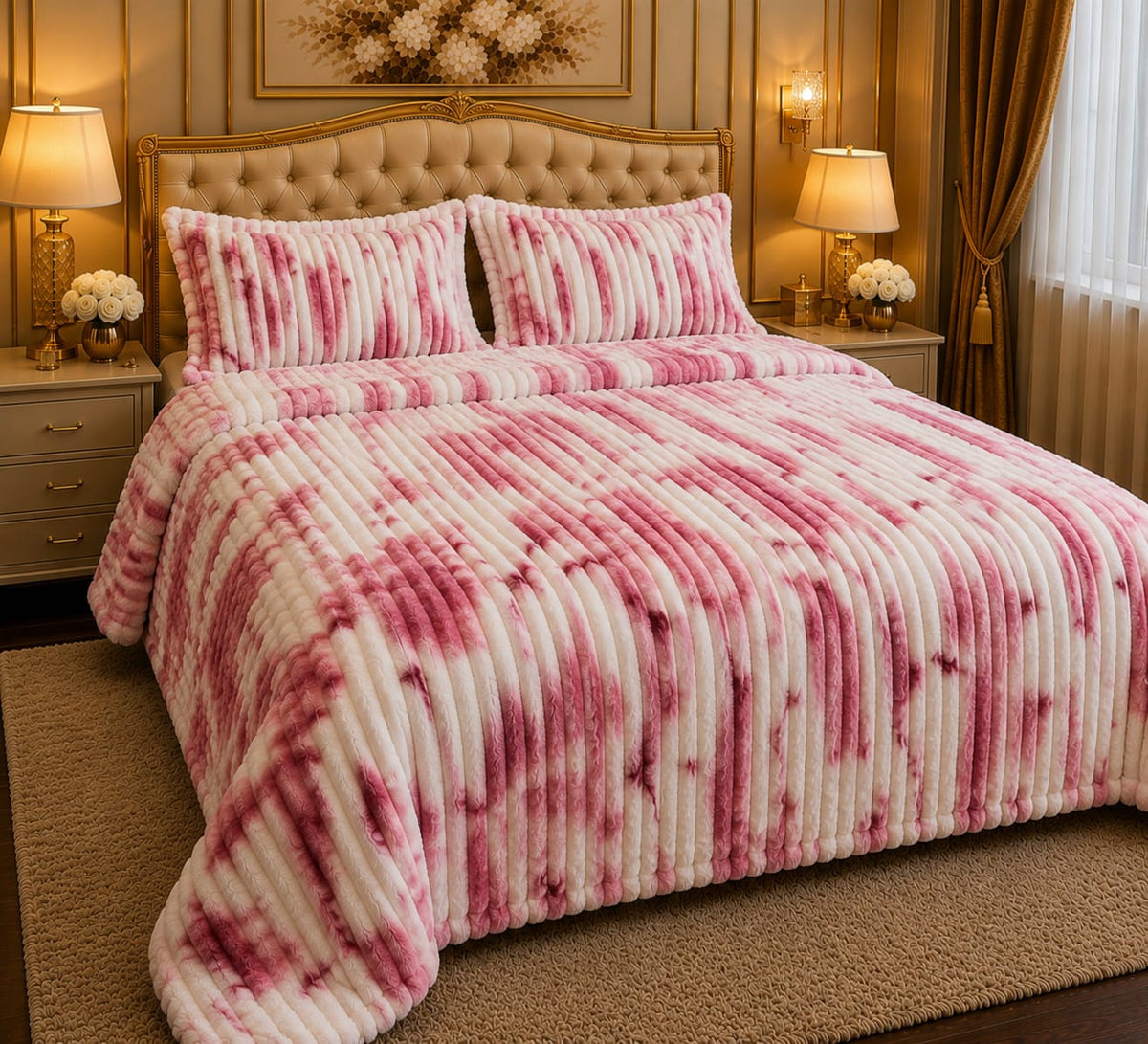 Luxury AC Fleece Blanket for Double Bed | Soft & Cozy Textured Bed Blanket