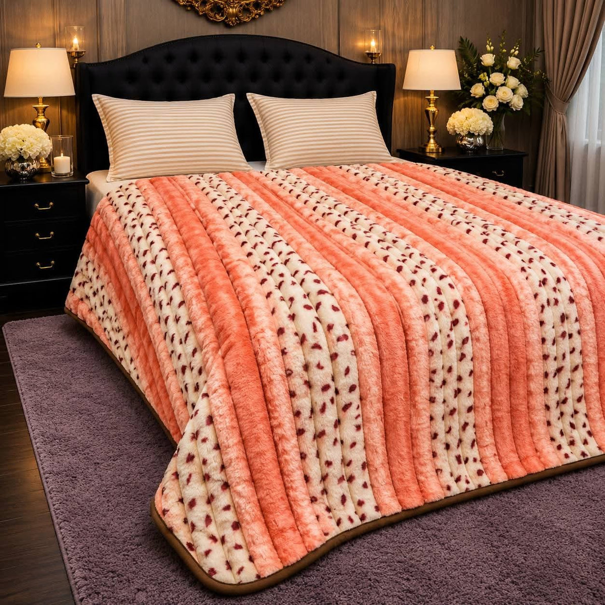Luxury AC Fleece Blanket for Double Bed | Soft & Cozy Textured Bed Blanket
