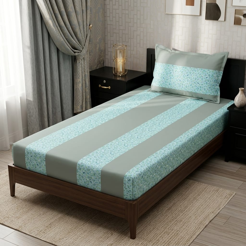 2 PC Patchwork Bedsheet Set – Single Bed Cotton Bedsheet with Pillow Cover