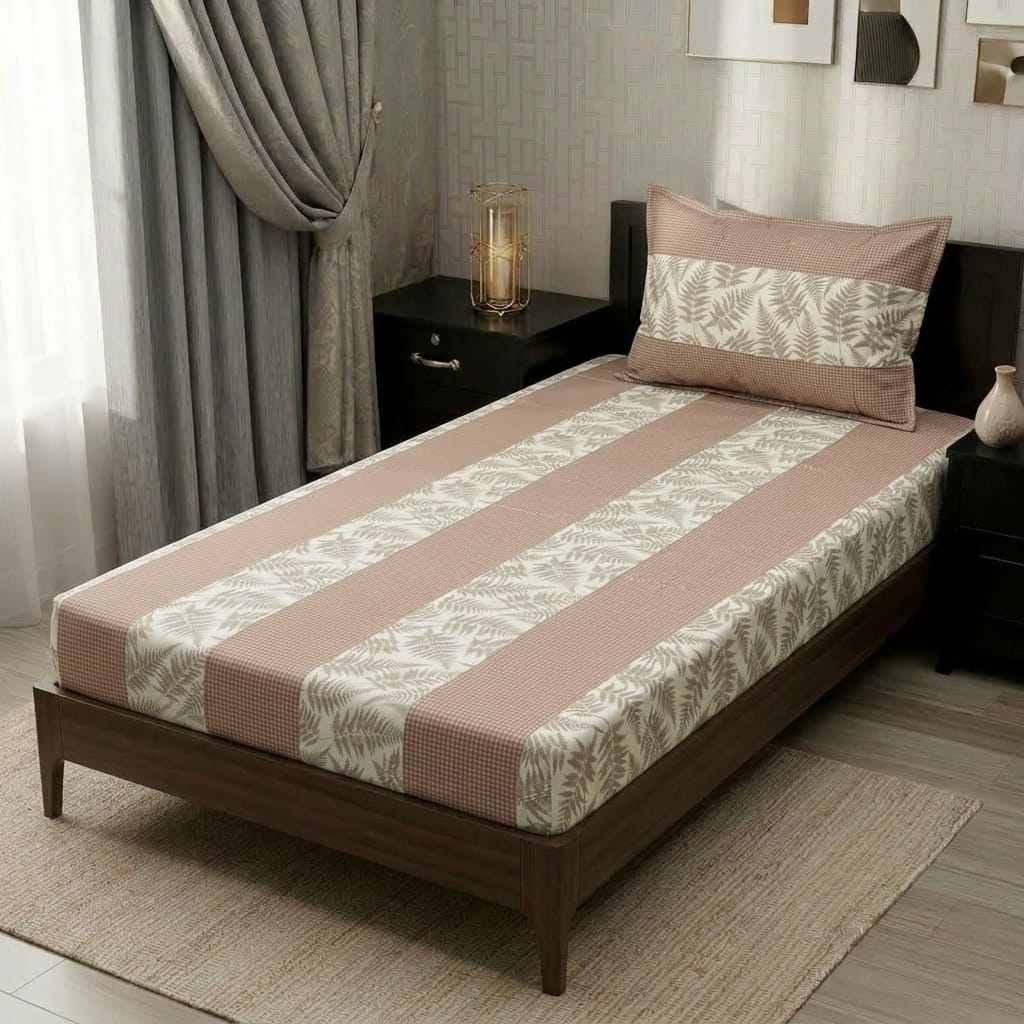 2 PC Patchwork Bedsheet Set – Single Bed Cotton Bedsheet with Pillow Cover