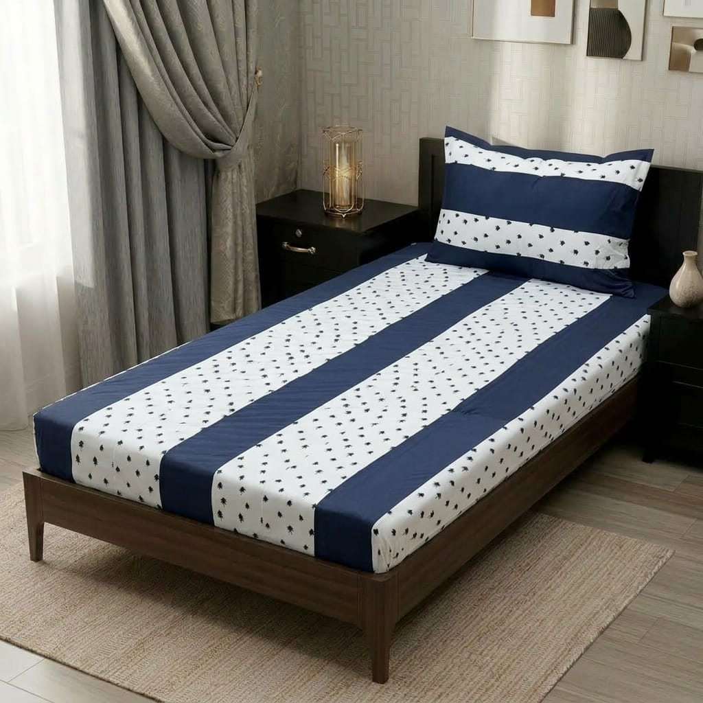 2 PC Patchwork Bedsheet Set – Single Bed Cotton Bedsheet with Pillow Cover