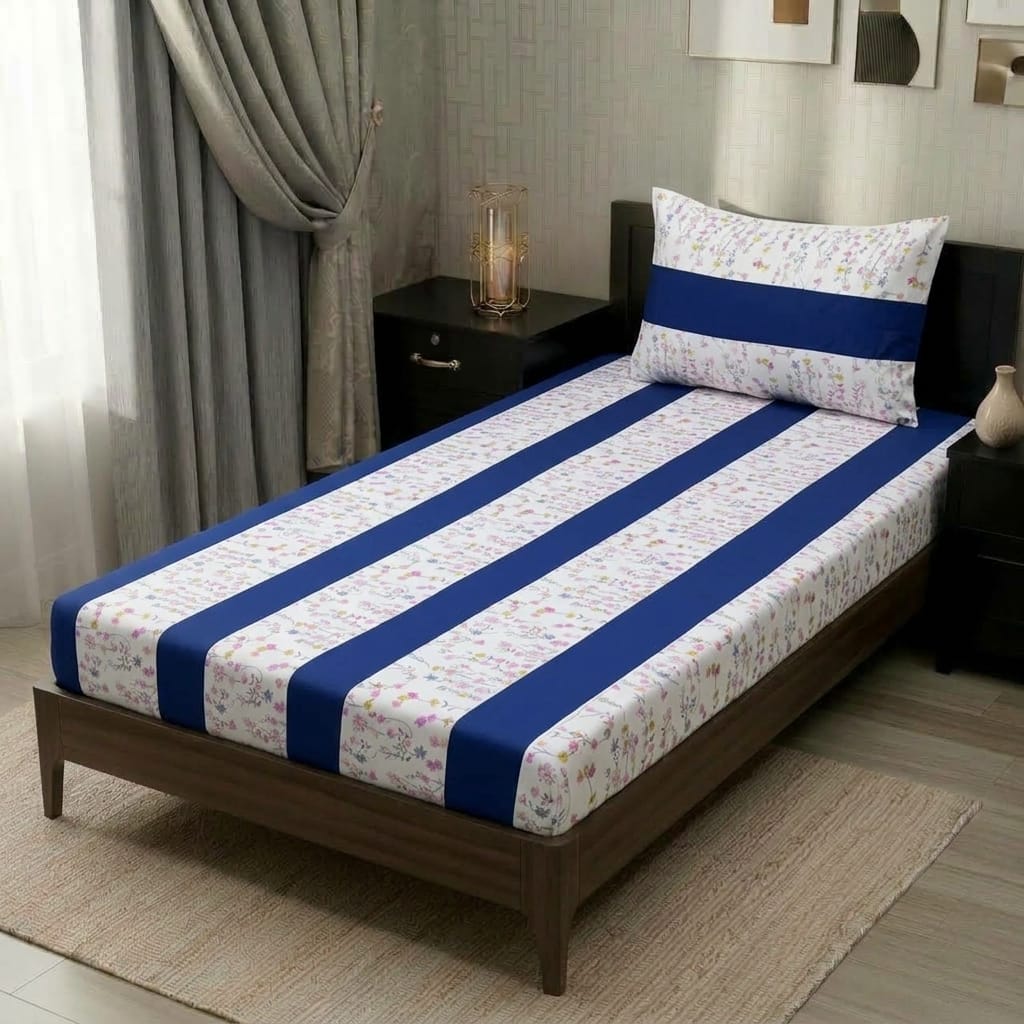 2 PC Patchwork Bedsheet Set – Single Bed Cotton Bedsheet with Pillow Cover