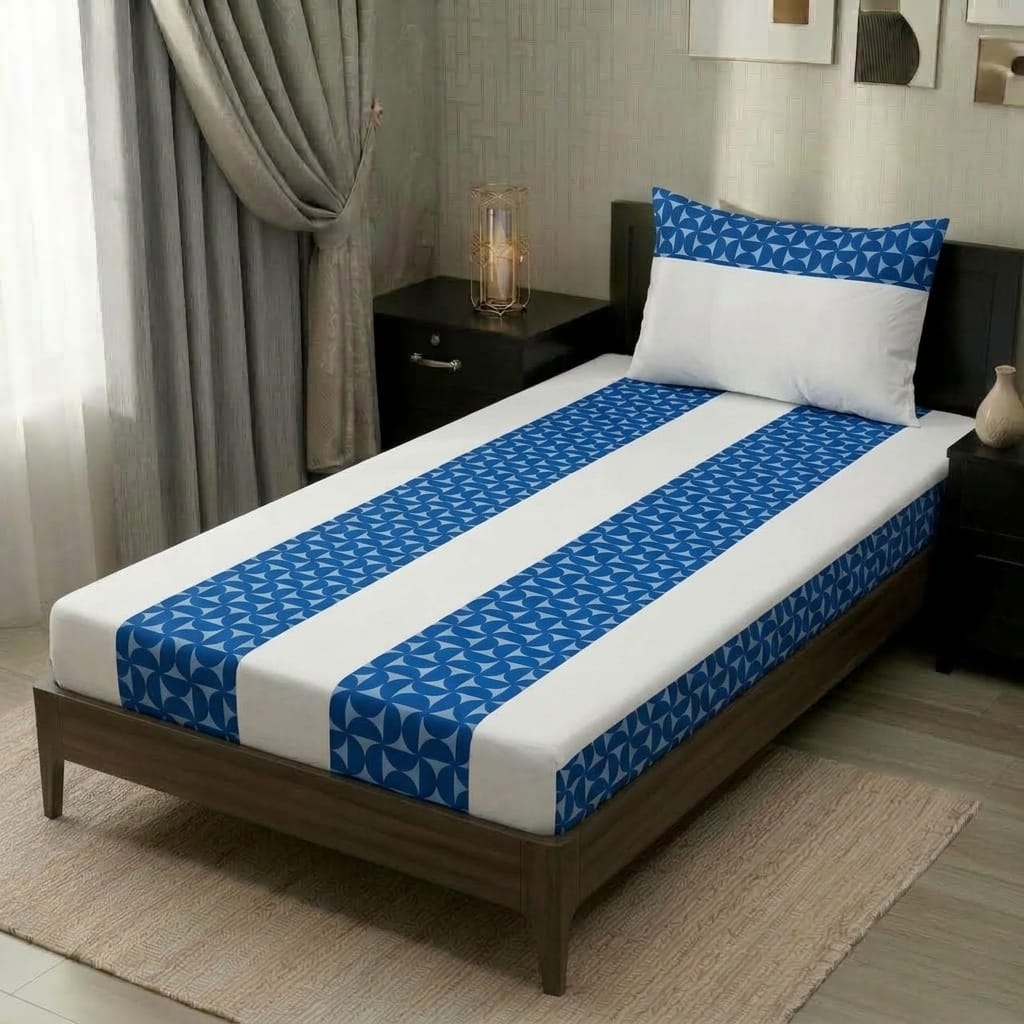 2 PC Patchwork Bedsheet Set – Single Bed Cotton Bedsheet with Pillow Cover