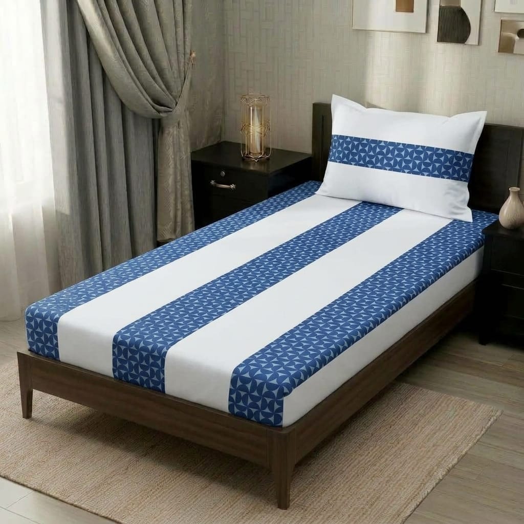 2 PC Patchwork Bedsheet Set – Single Bed Cotton Bedsheet with Pillow Cover