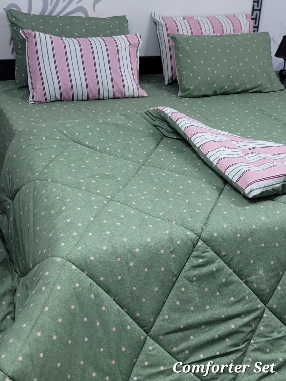 6 Piece Cotton Comforter Set King Size | 100% Pure Cotton Quilted Bedspread with Bedsheet & 4 Pillow Covers | Soft Floral Bedding Set