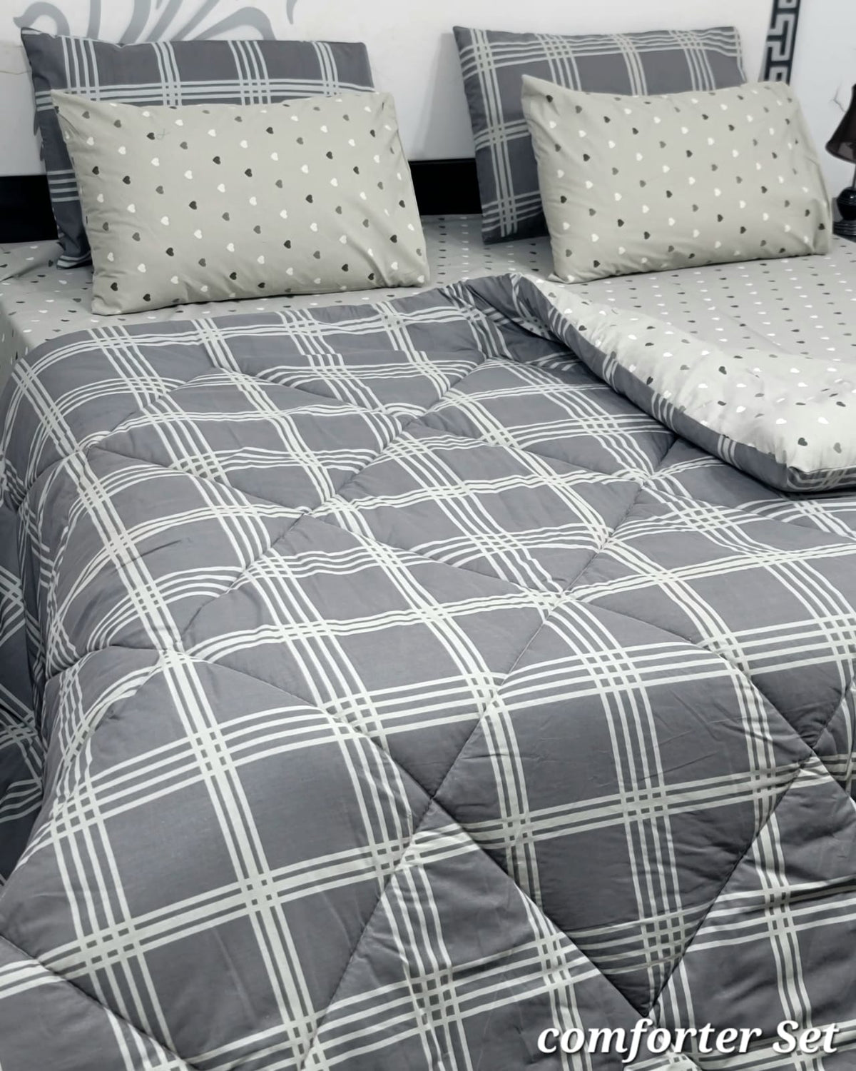 6 Piece Cotton Comforter Set King Size | 100% Pure Cotton Quilted Bedspread with Bedsheet & 4 Pillow Covers | Soft Floral Bedding Set