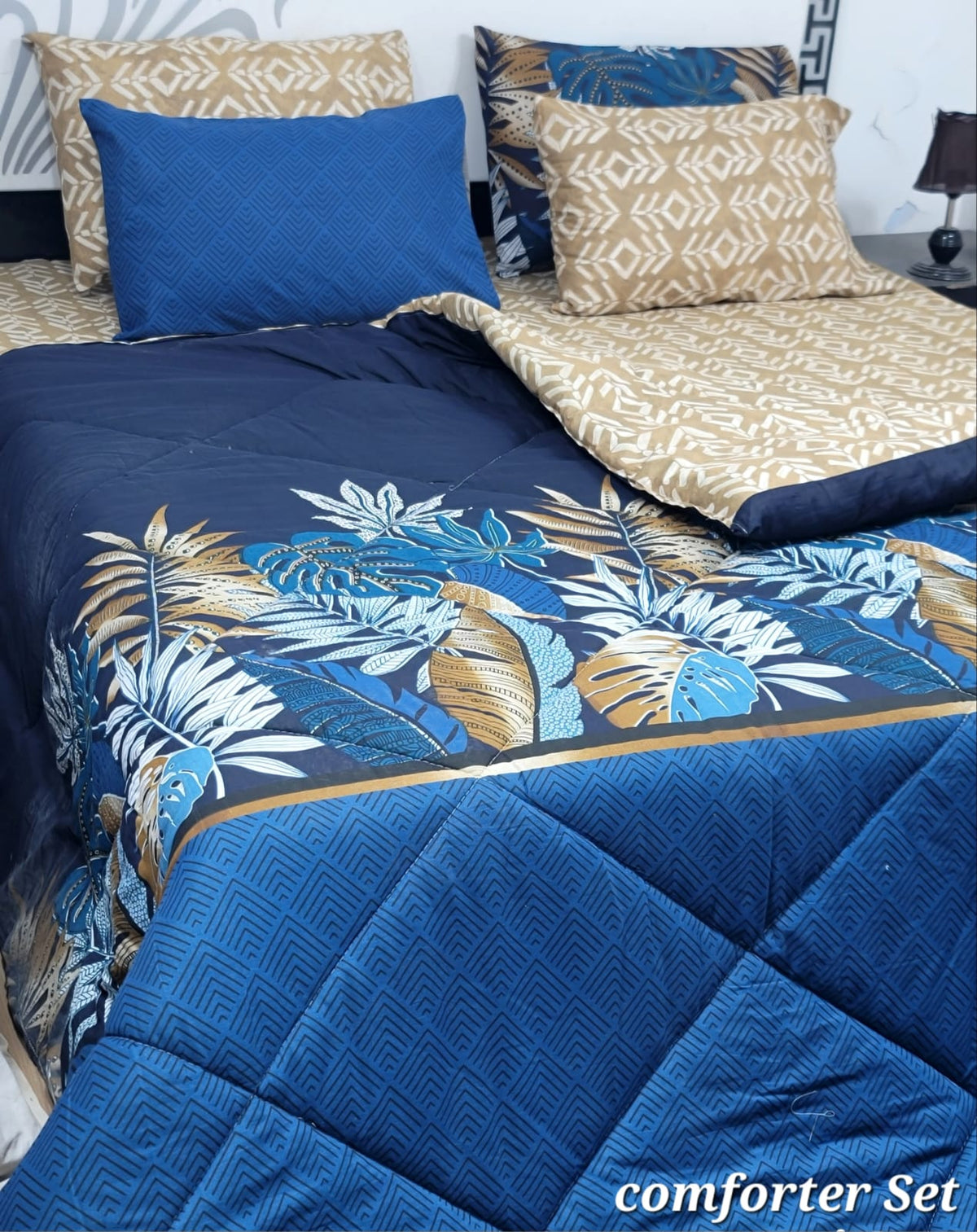 6 Piece Cotton Comforter Set King Size | 100% Pure Cotton Quilted Bedspread with Bedsheet & 4 Pillow Covers | Soft Floral Bedding Set
