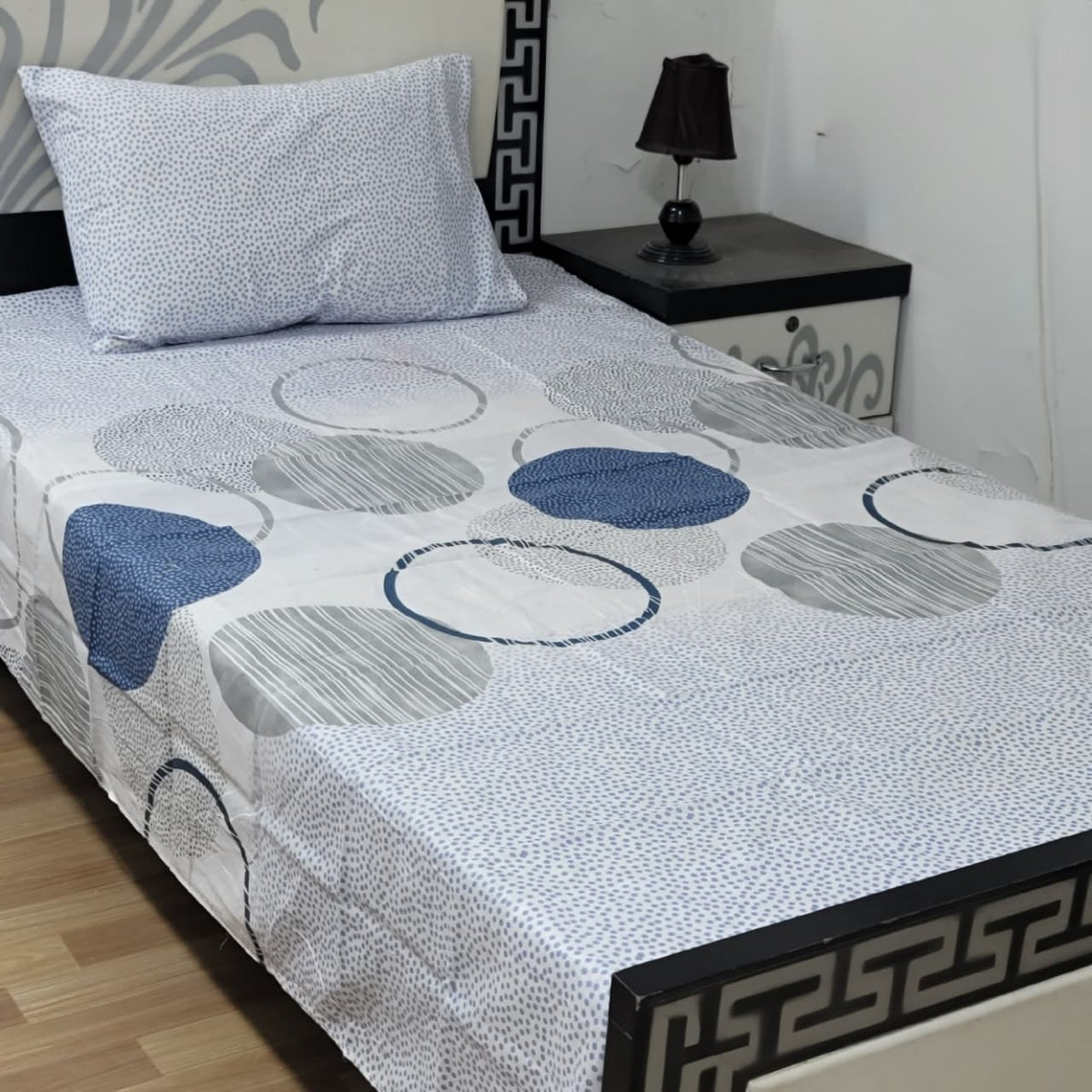 2 PC Export Quality Pure Cotton Single Bed Sheet Set | 60ร90 Inch with Pillow Cover