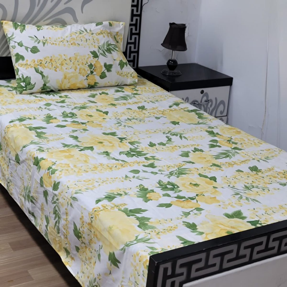 2 PC Export Quality Pure Cotton Single Bed Sheet Set | 60ร90 Inch with Pillow Cover