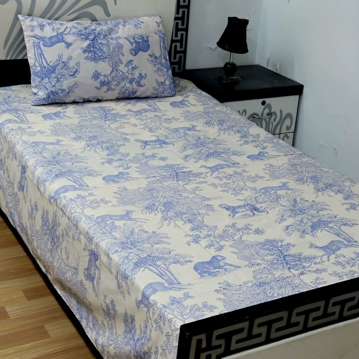 2 PC Export Quality Pure Cotton Single Bed Sheet Set | 60ร90 Inch with Pillow Cover
