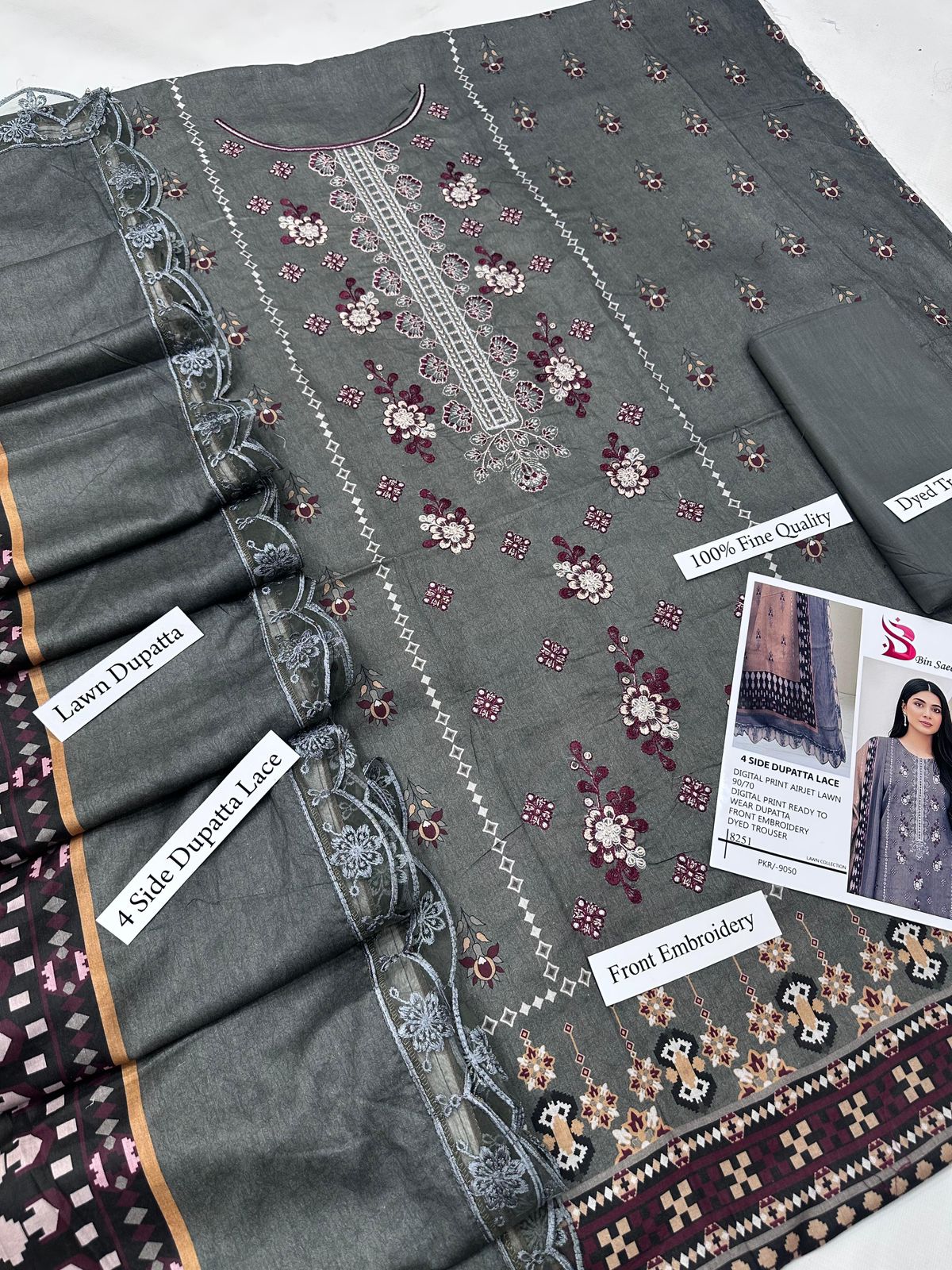 BIN SAEED READY TO WEAR LAWN DUPATTA