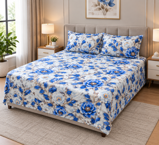 9D Digital Printed Bedsheet | Micro Cotton Floral