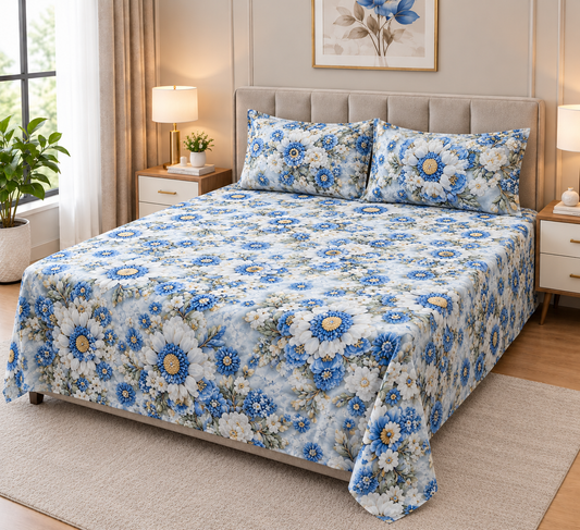 9D Digital Printed Bedsheet | Micro Cotton Floral