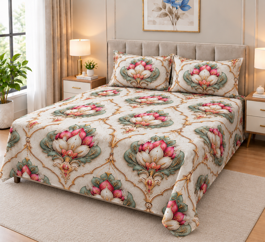 9D Digital Printed Bedsheet | Micro Cotton Floral