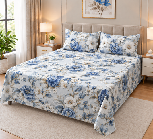 9D Digital Printed Bedsheet | Micro Cotton Floral