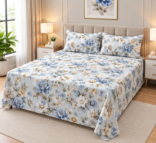 9D Digital Printed Bedsheet | Micro Cotton Floral