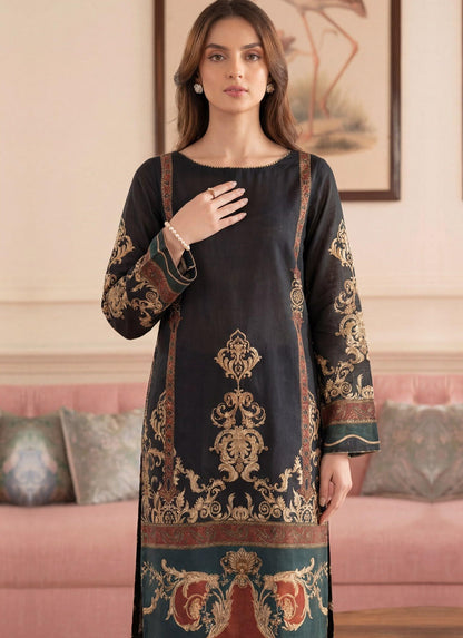 Black Printed Lawn Ensemble 2 PCS DIGITAL PRINTED