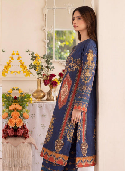 Deep Indigo & Rust Ensemble 2 Pcs DIGITAL PRINTED