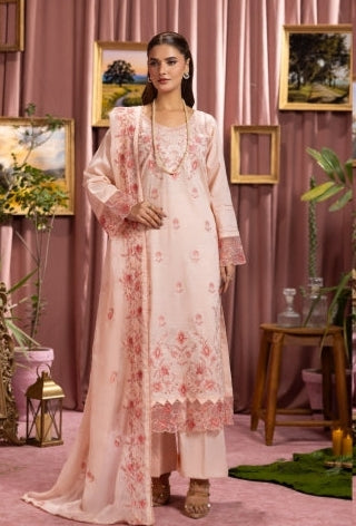 Delicate Splendour – Peach Embroidered Ensemble