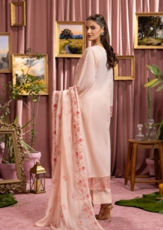 Delicate Splendour – Peach Embroidered Ensemble
