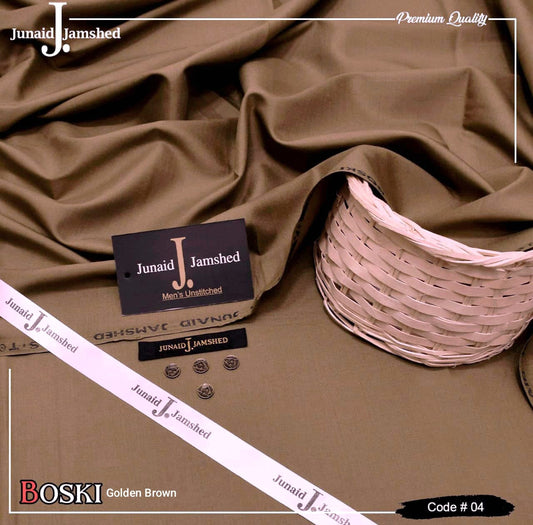Junaid Jamshed Wash Wear Boski 100% Guaranteed Fabric (Golden Brown)