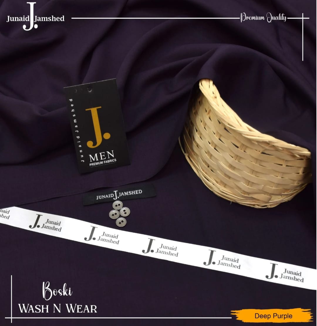 Junaid Jamshed Wash Wear Boski 100% Guaranteed Fabric (Deep Purple)