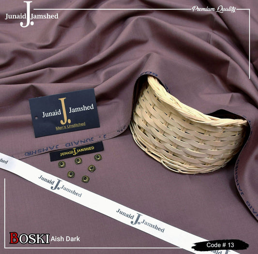 Junaid Jamshed Wash Wear Boski 100% Guaranteed Fabric (Aish Dark)