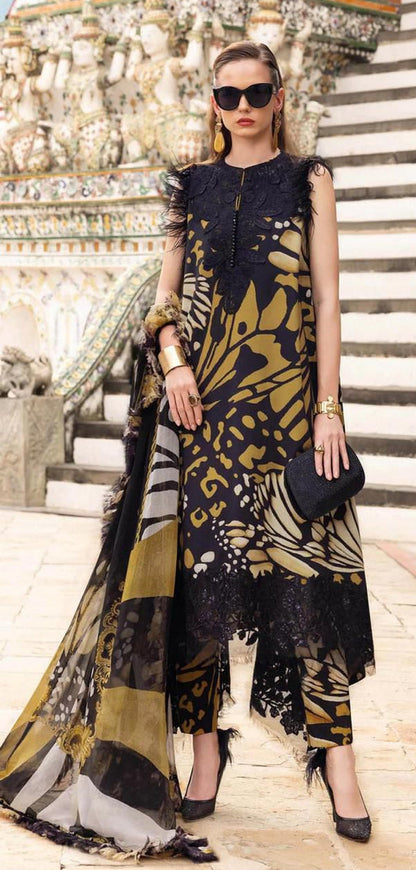 2026 Maria. B Lawn Collection 3pcs Suit (Jet Black)