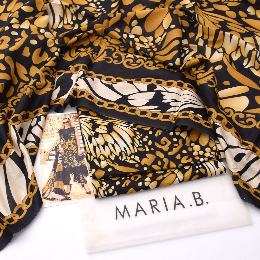 2026 Maria. B Lawn Collection 3pcs Suit (Jet Black)