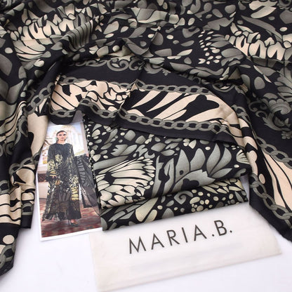 2026 Maria. B Lawn Collection 3pcs Suit (Zet Black)
