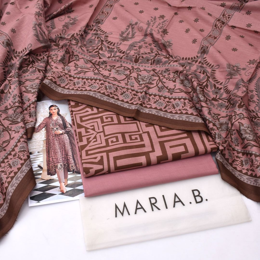 2026 Maria.B Lawn Collection 3pcs Suit (Dusty Rose)