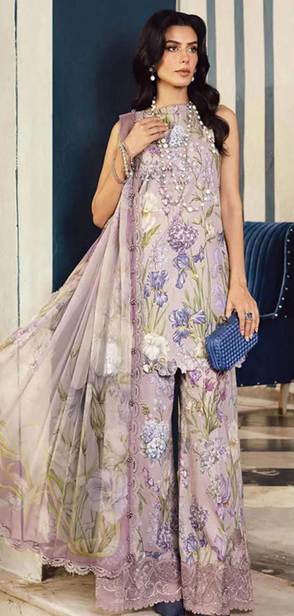 2026 Maria.B Lawn Collection 3pcs Suit (Magenta / Shocking Pink)