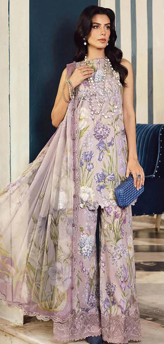 2026 Maria.B Lawn Collection 3pcs Suit (Magenta / Shocking Pink)