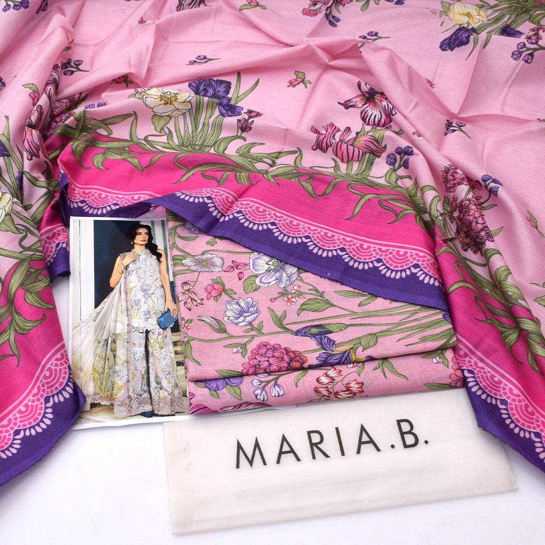 2026 Maria.B Lawn Collection 3pcs Suit (Magenta / Shocking Pink)