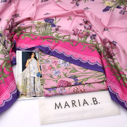2026 Maria.B Lawn Collection 3pcs Suit (Magenta / Shocking Pink)