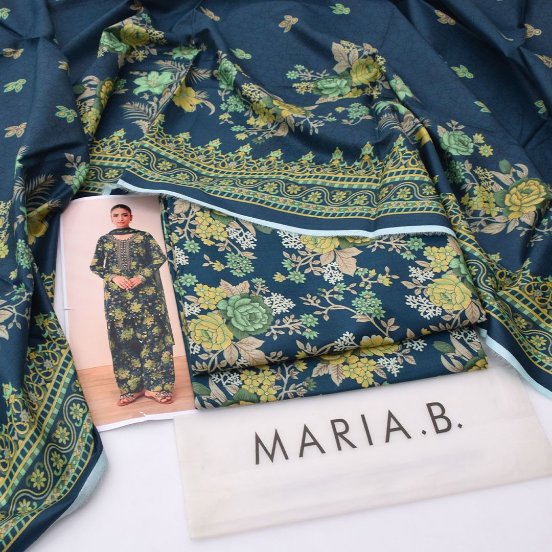 2026 Maria.B Lawn Collection 3pcs Suit (Deep Petrol Blue)