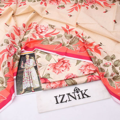 2026  IZNIK Lawn Collection 3pcs Suit (Creamy Off-White)