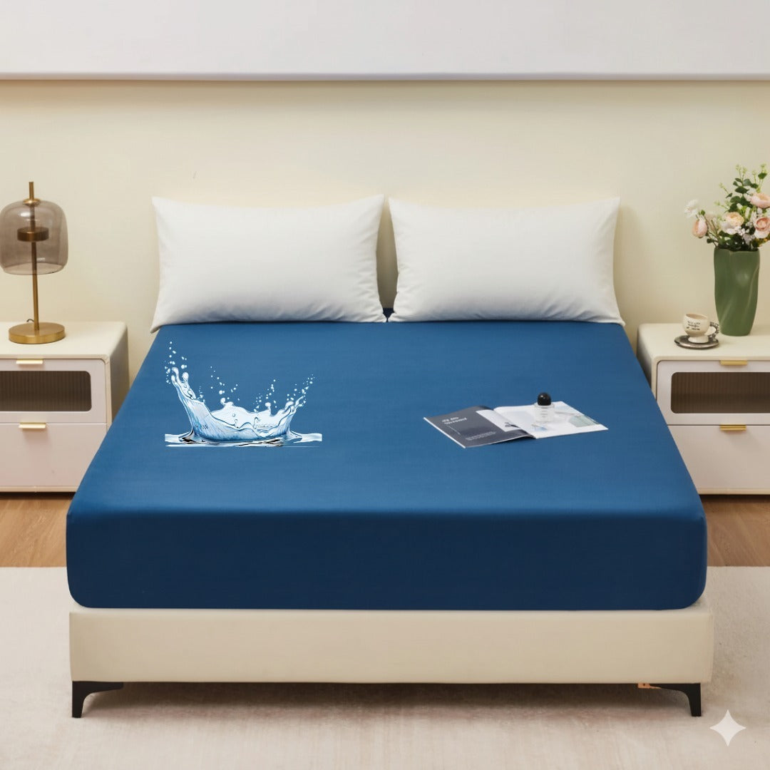 Blue Terry Waterproof Mattress Protector