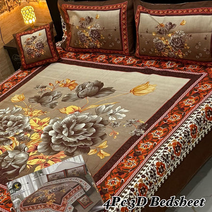 4Pc 3D Panel Bedsheet🔥