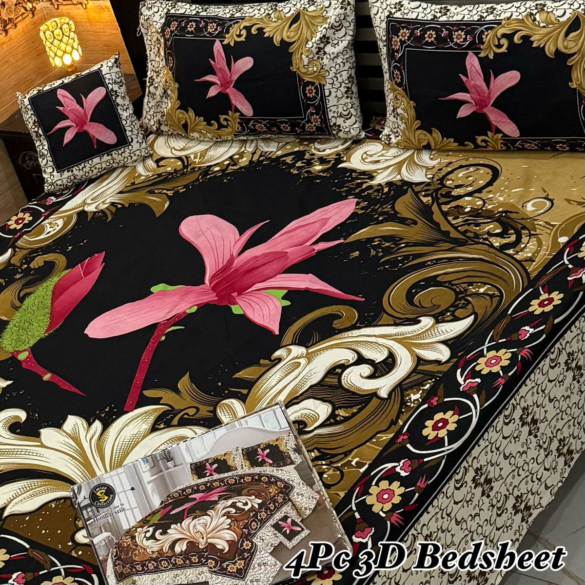 4Pc 3D Panel Bedsheet🔥