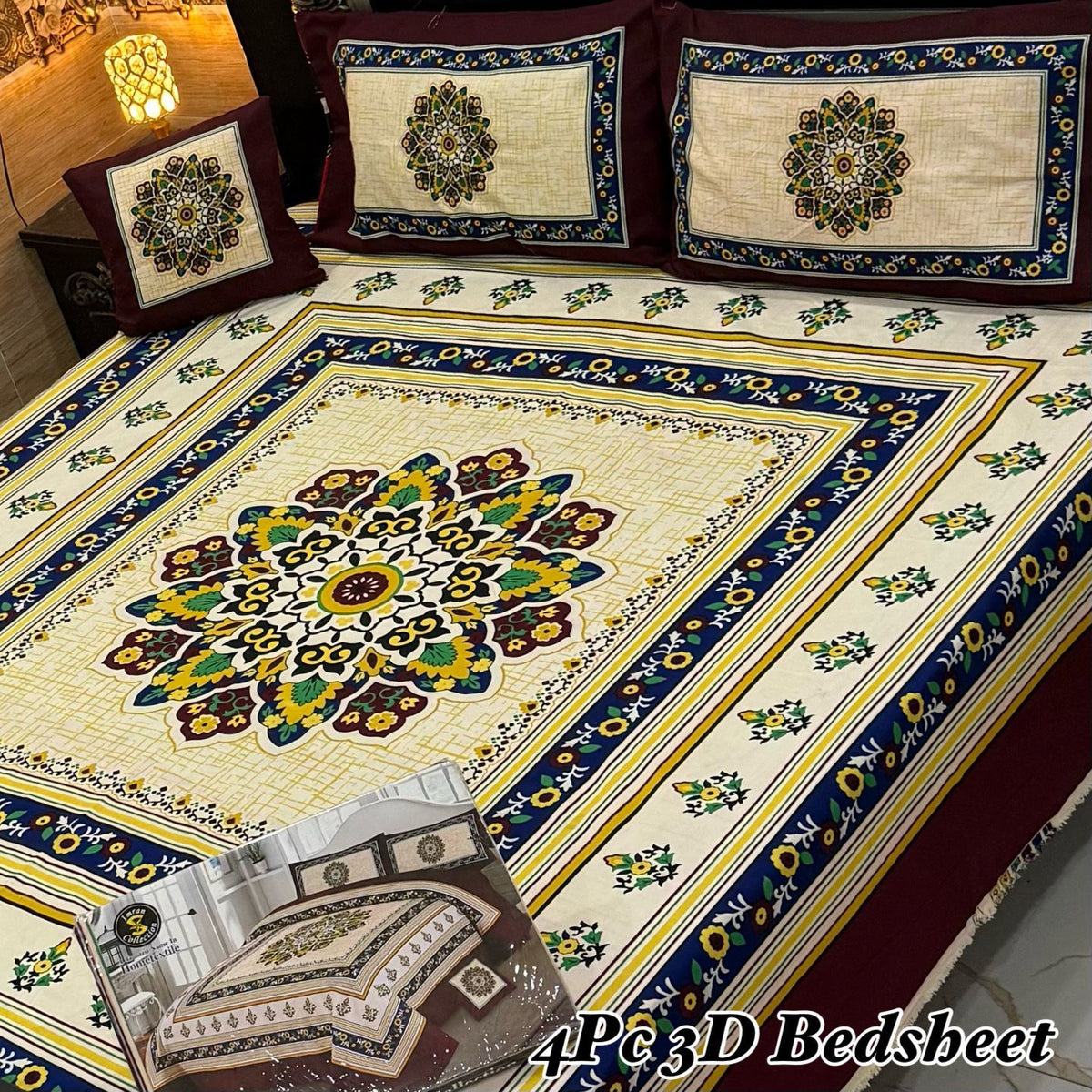 4Pc 3D Panel Bedsheet🔥