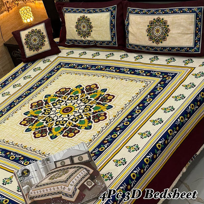 4Pc 3D Panel Bedsheet🔥