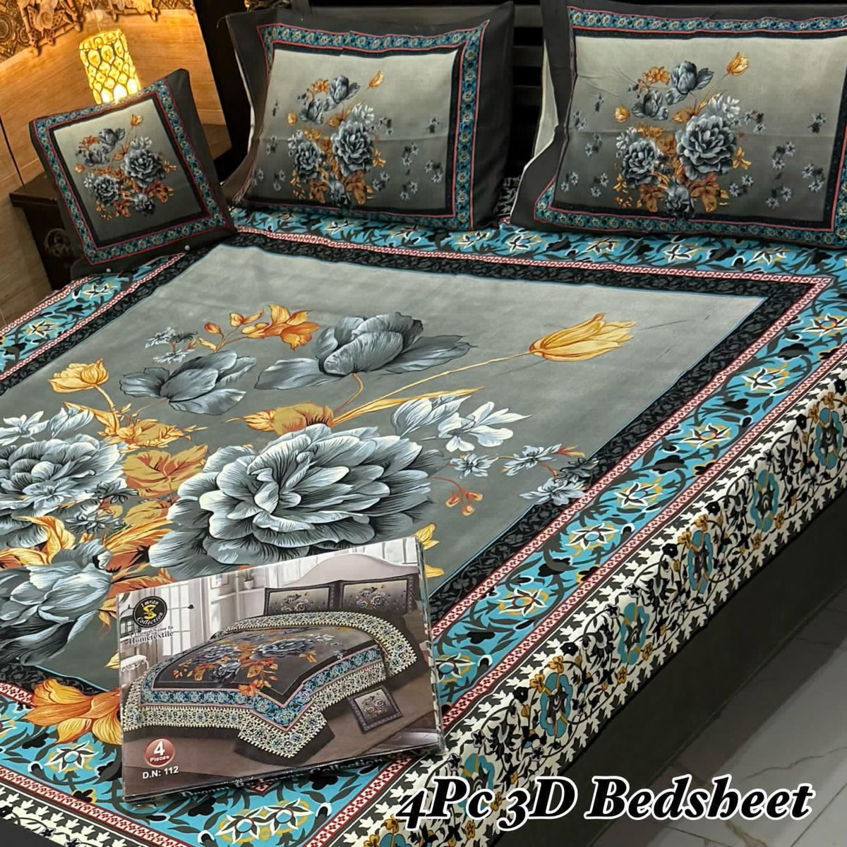 4Pc 3D Panel Bedsheet🔥