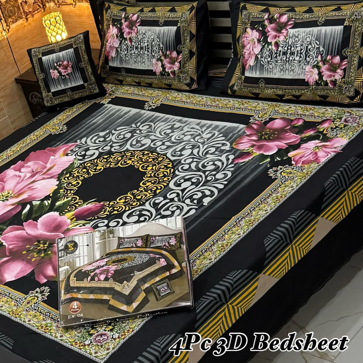 4Pc 3D Panel Bedsheet🔥