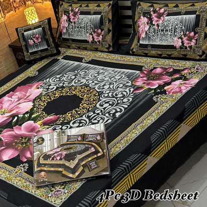 4Pc 3D Panel Bedsheet🔥