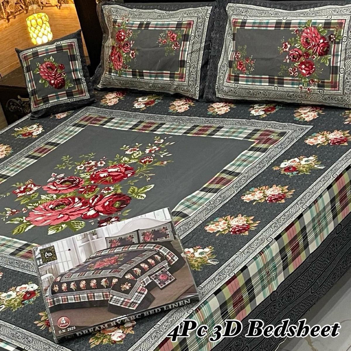 4Pc 3D Panel Bedsheet🔥