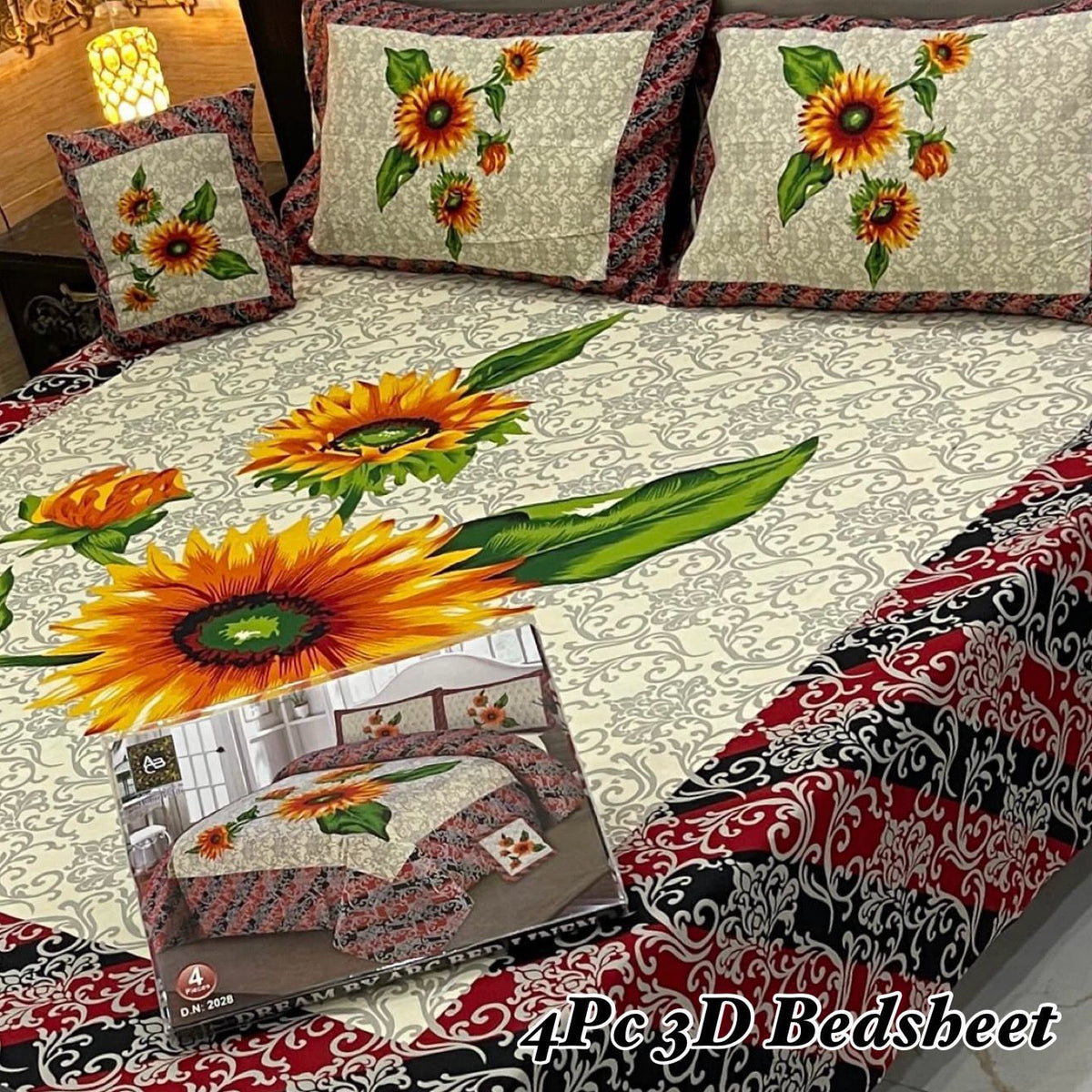 4Pc 3D Panel Bedsheet🔥
