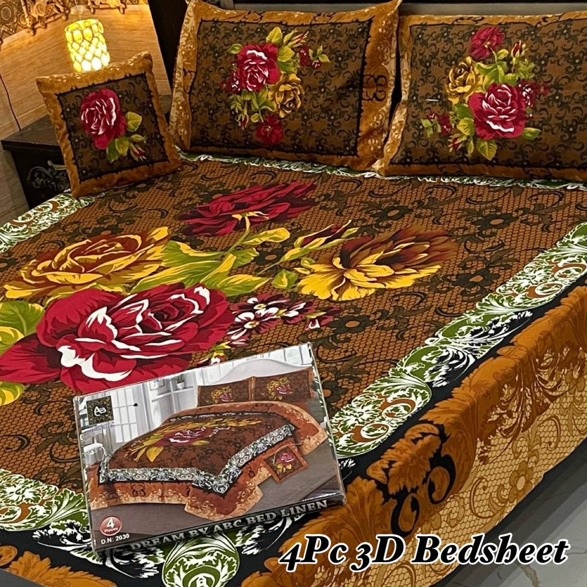 4Pc 3D Panel Bedsheet🔥